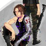  blue_eyes brown_hair captain_america_the_winter_soldier cyborg dual_persona gun james_buchanan_barnes ken_shirou_(loco) marvel mechanical_arm multiple_boys tank_top weapon winter_soldier 