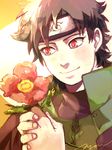  bad_id bad_pixiv_id black_hair flower forehead_protector naruto naruto_(series) red_eyes reverse_trap sarutobi_mirai short_hair yuu_knight3858 