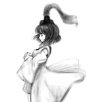  androgynous anmita_(rarutos) bad_id bad_twitter_id greyscale hands_clasped hat japanese_clothes kariginu len'en miko monochrome ofuda ofuda_on_clothes own_hands_together senri_tsurubami short_hair smile solo white_background 