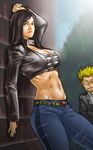  1girl aiki_(manga) black_hair breasts cleavage denim jeans joukyuu_kunitoshi kageyasu_akemi large_breasts long_hair pants take_(draghignazzo) 
