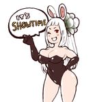  animal_ears bare_shoulders black_gloves blush_stickers bravely_default:_flying_fairy bravely_default_(series) bravely_second:_end_layer breast_press breasts bunny_ears bunnysuit cleavage elbow_gloves fake_animal_ears gloves hand_on_hip inkerton-kun large_breasts long_hair magnolia_arch one_eye_closed simple_background smile solo thighs white_background white_hair 