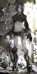  armor black_hair brown_eyes full_body highres looking_at_viewer midriff navel original short_hair solo standing uturo 