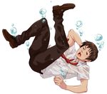  bad_id bad_pixiv_id brown_eyes brown_hair bubble cika kita_high_school_uniform kyon male_focus necktie school_uniform solo suzumiya_haruhi_no_yuuutsu underwater 