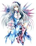  doll_joints dress flower fragran0live frills hairband highres long_hair purple_eyes rozen_maiden silver_hair solo suigintou traditional_media watercolor_(medium) wings 