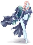  barefoot blue_skin breasts cleavage front_ponytail large_breasts long_hair microspace midna midna_(true) orange_hair pointy_ears red_eyes smile solo spoilers the_legend_of_zelda the_legend_of_zelda:_twilight_princess 