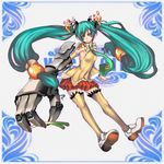 aqua_hair aqua_nails hands hatsune_miku highres legs lips long_hair multicolored multicolored_eyes nail_polish necktie realmbw shoes skirt solo spring_onion thighhighs twintails vocaloid 