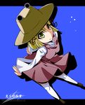  blonde_hair eyes hat moriya_suwako rougetsu_(eclipse) short_hair solo thighhighs touhou yellow_eyes 