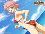  ass beach bikini breasts cloud day dutch_angle green_eyes looking_back medium_breasts non-web_source open_mouth outdoors pink_hair short_hair side-tie_bikini solo swimsuit undressing untied wallpaper watanabe_tomomi water wrestle_angels wrestle_angels_survivor 