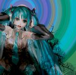  aqua_hair detached_sleeves hatsune_miku highres long_hair necktie solo tomatika twintails vocaloid 