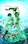  armpits bad_id bad_pixiv_id barefoot bikini feet fish hebina_masayoshi multiple_girls original swimsuit underwater 
