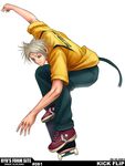  blonde_hair male_focus original ryu_(ryu's_former_site) shoes skateboard sneakers solo 