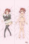  absurdres bare_legs barefoot bed_sheet bikini black_legwear blush breasts cleavage comparison copyright_name dakimakura frilled_bikini frills front-tie_top full_body hair_ornament hair_ribbon hairclip highres leg_garter long_sleeves looking_at_viewer medium_breasts multiple_views navel official_art pink_bikini pink_eyes pink_hair ribbon sanshuu_middle_school_uniform school_uniform scrunchie sheet_grab shiny shiny_skin side-tie_bikini side_ponytail smile strap_gap swimsuit thighhighs yuuki_yuuna yuuki_yuuna_wa_yuusha_de_aru yuusha_de_aru 