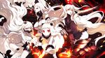  aircraft_carrier_oni banned_artist harano horns kantai_collection midway_hime multiple_girls northern_ocean_hime red_eyes seaport_hime shinkaisei-kan white_hair white_skin 