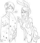  animal_ears animal_tail blush bunny_ears cosplay couple fur japanese_clothes kasuga kimono laughing nyxon sengoku_basara short_hair tail uesugi_kenshin uesugi_kenshin_(sengoku_basara) yuki_onna 