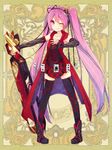  dennryuurai detached_sleeves long_hair one_eye_closed pink_hair psychic_hearts red_eyes solo sword thighhighs twintails very_long_hair weapon 