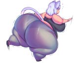  animal_humanoid big_breasts big_butt breasts butt clothed clothing feline feline_humanoid female hair hi_res huge_butt humanoid jaykuma lingerie mammal olivia_pisica overweight purple_hair simple_background solo thick_thighs translucent wide_hips 