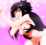  1girl areolae ass blush breast_grab breasts brown_hair gold_eyes grabbing groping highres kotegawa_yui large_breasts long_hair navel nipples nude open_mouth screencap to_love-ru to_love-ru_darkness xebec yellow_eyes 