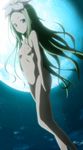  1girl areolae blue_eyes breasts celine flower green_hair long_hair looking_at_viewer moon navel night night_sky nipples nude outdoors screencap sky small_breasts solo star thighs to_love-ru to_love-ru_darkness very_long_hair xebec 