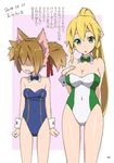  :o adapted_costume animal_ears bare_legs bare_shoulders blonde_hair blue_bow blue_leotard blue_neckwear bow bowtie breast_envy breasts brown_hair cat_ears chestnut_mouth cleavage covered_navel dated detached_collar errant flat_chest green_bow green_eyes green_leotard green_neckwear kittysuit leafa leotard long_hair multiple_girls parted_lips playboy_bunny_leotard pointy_ears ponytail shaded_face shiny shiny_skin short_hair silica silica_(sao-alo) simple_background standing sword_art_online translation_request twintails white_background white_leotard wrist_cuffs 