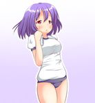  a-ktoo blush breasts buruma medium_breasts nagae_iku no_hat no_headwear purple_hair red_eyes short_hair solo touhou 