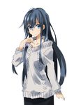  aran_sweater black_hair blue_eyes collarbone exion_(neon) long_hair simple_background solo sweater white_background yahari_ore_no_seishun_lovecome_wa_machigatteiru. yukinoshita_yukino 