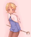  a-ktoo arms_behind_back blonde_hair blush breath_of_fire breath_of_fire_iv looking_at_viewer nina_(breath_of_fire_iv) pantyhose short_hair smile solo very_short_hair wings 
