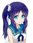  blue_eyes blue_hair close-up dress hiradaira_chisaki kohinata_(sdu0628) long_hair nagi_no_asukara sailor_dress school_uniform serafuku side_ponytail 
