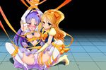  bdsm blonde_hair blush bondage bound breasts cure_fortune cure_honey gloves hand_in_panties happinesscharge_precure! highres hikawa_iona multiple_girls nipples noyuki1204 oomori_yuuko panties ponytail precure purple_eyes purple_hair ribbon ribbon_bondage small_breasts thighhighs underwear wide_ponytail yellow_eyes yuri 