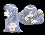  armor asou_yuuko bikini_armor blue_eyes blue_hair blush concept_art crying long_hair mugen_senshi_valis scarf shoulder_pads valis 