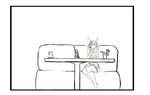  comic couch cup glasses gloves hands_on_own_cheeks hands_on_own_face headgear kantai_collection kneehighs looking_up michimoyo monochrome mutsu_(kantai_collection) phone pleated_skirt short_hair sitting sketch skirt sleeveless solo table yunomi 