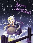  ahoge horns kami_mitsugu_(kamiken) kantai_collection long_hair looking_at_viewer merry_christmas mittens northern_ocean_hime orange_eyes shinkaisei-kan silver_hair snowing solo 