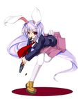  animal_ears bad_id bad_pixiv_id bunny_ears gun highres long_hair reisen_udongein_inaba solo thighhighs touhou vi_(ena0930) weapon 