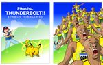  bad_id bad_pixiv_id baseball_cap crossover gen_1_pokemon hat multiple_boys olympics open_mouth pikachu pointing pokemon pokemon_(anime) pokemon_(creature) pun real_life real_life_insert satoshi_(pokemon) takachu usain_bolt 