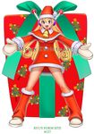  artist_name blonde_hair christmas long_hair mittens open_mouth original outstretched_arms robot_ears ryu_(ryu's_former_site) santa_costume solo 