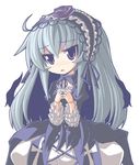  bad_id bad_pixiv_id doll_joints dress frills hairband highres long_hair purple_eyes rikumaru rozen_maiden silver_hair solo suigintou wings 