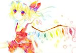  bad_id bad_pixiv_id blonde_hair flandre_scarlet gradient_eyes hat multicolored multicolored_eyes multicolored_hair red_eyes short_hair smile solo touhou traditional_media umebayashi_saki watercolor_(medium) wings 