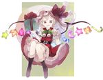  blonde_hair boots bow brown_footwear fang flandre_scarlet fur_boots hat hat_bow md5_mismatch red_eyes santa_boots santa_costume shihou_(g-o-s) side_ponytail snow_boots solo touhou wings 