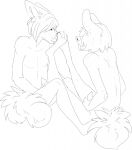  animal_genitalia animal_penis canine canine_penis duo foot_fetish fox grey_fox knot male male/male mammal paws penis sketch superchuits_(artist) vulps 