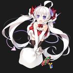  :d ahoge black_legwear box christmas demon_girl demon_horns demon_tail demon_wings elbow_gloves fang full_body gift gift_box gloves horns long_hair looking_at_viewer mofetousu_furuna open_mouth original pointy_ears purple_eyes saru silver_hair smile solo tail thighhighs twintails very_long_hair white_gloves wings zettai_ryouiki 