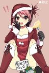  !! 1girl blush boots brown_eyes bulkhead cake christmas coat eating food gloves hat miko_nakadai multicolored_hair novelty_censor open_mouth recording santa_hat transformers transformers_prime translated twintails 