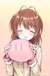  ^_^ antenna_hair blush brown_hair clannad closed_eyes dango_daikazoku furukawa_nagisa hikarizaka_private_high_school_uniform rimo school_uniform short_hair smile solo twitter_username upper_body 