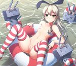  anus ass blonde_hair flat_chest floating groin jitome kantai_collection lifebuoy long_hair looking_at_viewer navel nicoby nipples nude pussy rensouhou-chan shimakaze_(kantai_collection) solo spread_legs stomach thighhighs thighs topless uncensored 