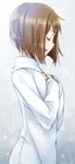  ayakura_juu bob_cut brown_hair closed_eyes from_side hagiwara_yukiho hands_on_own_chest idolmaster idolmaster_(classic) jpeg_artifacts ribbed_sweater short_hair solo sweater turtleneck upper_body 