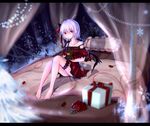  alternate_costume bad_id bad_pixiv_id bat_wings bed bed_sheet bedroom camisole canopy_bed chikawa_shibainu christmas colored_eyelashes eyes_visible_through_hair hair_between_eyes hair_ribbon highres lavender_hair letterboxed lingerie looking_at_viewer object_hug off_shoulder pointy_ears red_eyes remilia_scarlet ribbon short_hair sitting solo stuffed_animal stuffed_toy teddy_bear thighs touhou underwear wings 