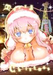  aqua_eyes aqua_hair bell blue_eyes blush breasts christmas cleavage closed_mouth dutch_angle english giraffe_costume hat hatsune_miku hitotose_rin large_breasts long_hair looking_at_viewer md5_mismatch megurine_luka merry_christmas multiple_girls pink_hair santa_costume santa_hat sketch smile sparkle twintails very_long_hair vocaloid 