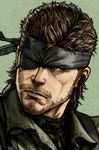  bandana beard big_boss brown_hair eyepatch facial_hair fuji_(d38635s10) male_focus metal_gear_(series) metal_gear_solid_3 naked_snake solo 