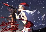  animal_costume antlers bad_id bad_pixiv_id blonde_hair blue_eyes dark_skin eating fried_chicken glasses hair_ornament hairclip hat long_hair looking_at_viewer merry_christmas midriff multiple_girls oda_masaki_(b-minor) one_eye_closed original reindeer_antlers reindeer_costume rocket_launcher round_eyewear rpg rpg-7 santa_costume santa_hat snowing thighhighs trigger_discipline weapon zettai_ryouiki 