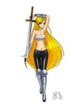  armor blonde_hair blue_eyes janne_d&#039;arc janne_d'arc leather leather_pants long_hair neo_geo pants sword weapon world_heroes 