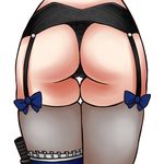  ass ass_focus black_panties close-up garter_belt izayoi_sakuya ker knife panties ribbon simple_background solo thighhighs thong touhou underwear white_background 