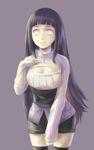  1girl bei_ju_luoxuan_wan hime_cut hyuuga_hinata lavender_eyes naruto naruto:_the_last open-chest_sweater purple_hair solo thighhighs turtleneck 
